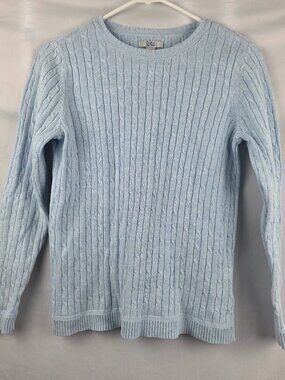 Croft & Barrow Cable Knit Crew Neck Cotton Blend Sweater, Blue, Size S